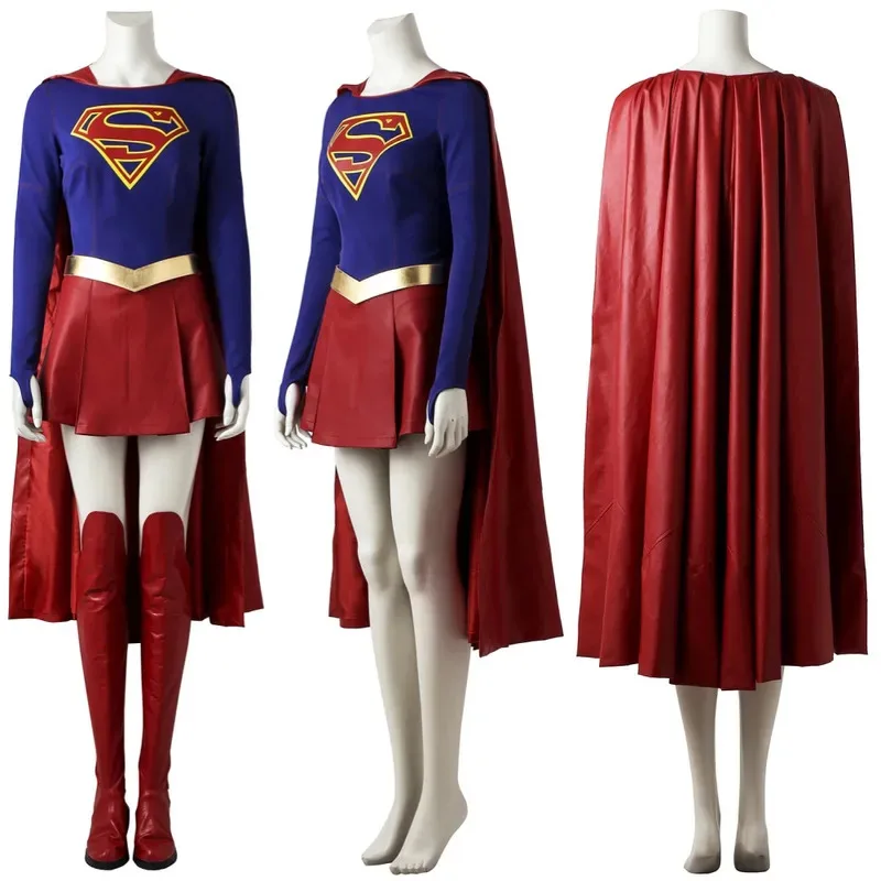 Disfraz de Cosplay de Kara Zor-El Danvers para mujer adulta, disfraz con capa, conjunto completo y artículos individuales se venden, personalizado, hou8