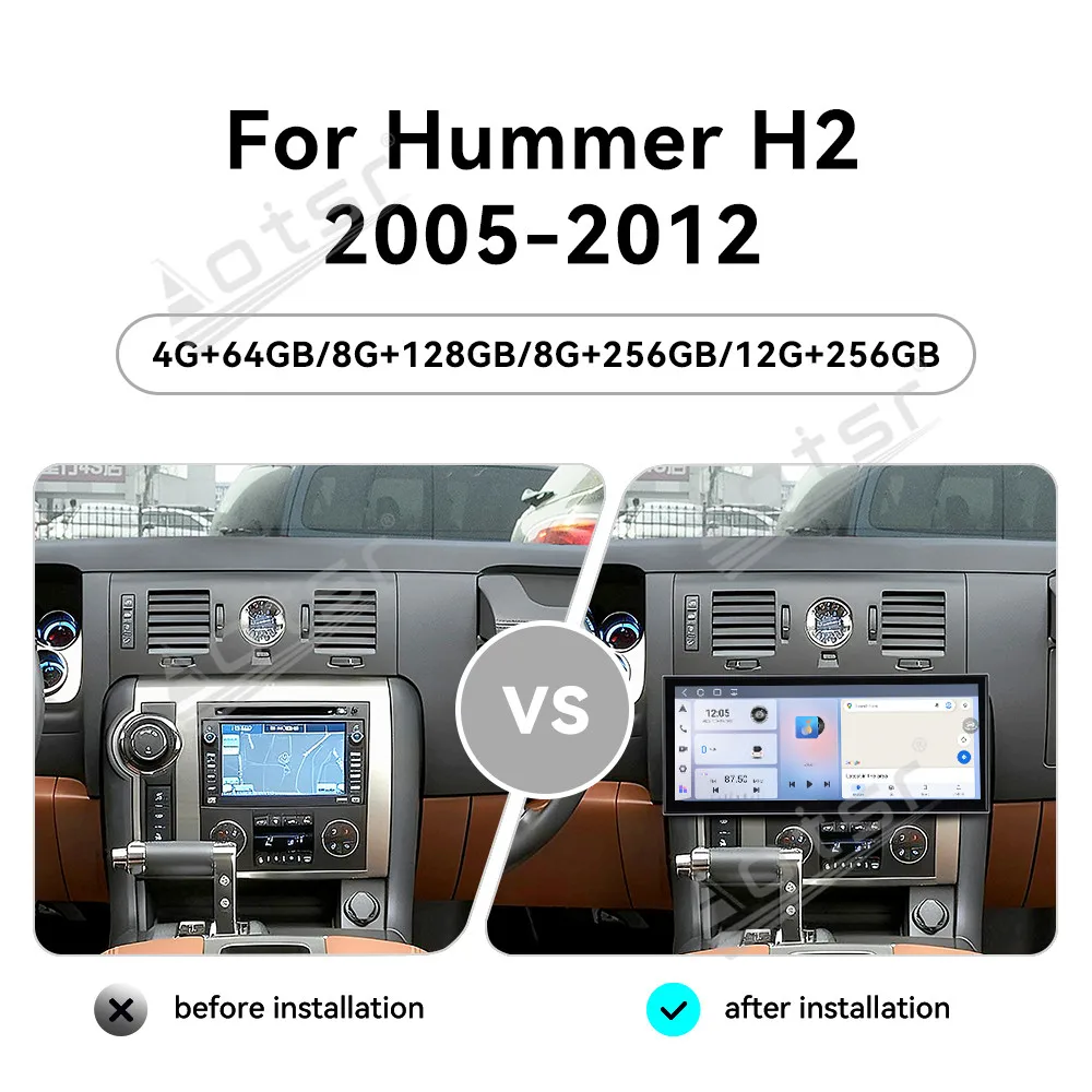 CarPlay 15.8’’ Android 15 For Hummer H2  2005-2012 Carplay  Car gadgets Car GPS Navigation HD Screen Multimedia Player Head