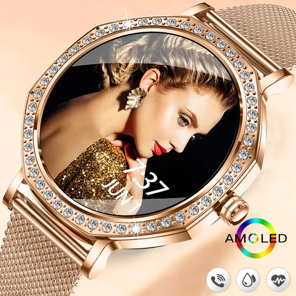 Smartwatch z funkcją połączeń Bluetooth, zegarek z własnymi tarczami dla kobiet i mężczyzn, sportowy tracker fitness, smartwatch z pomiarem tętna dla Androida i iOS.