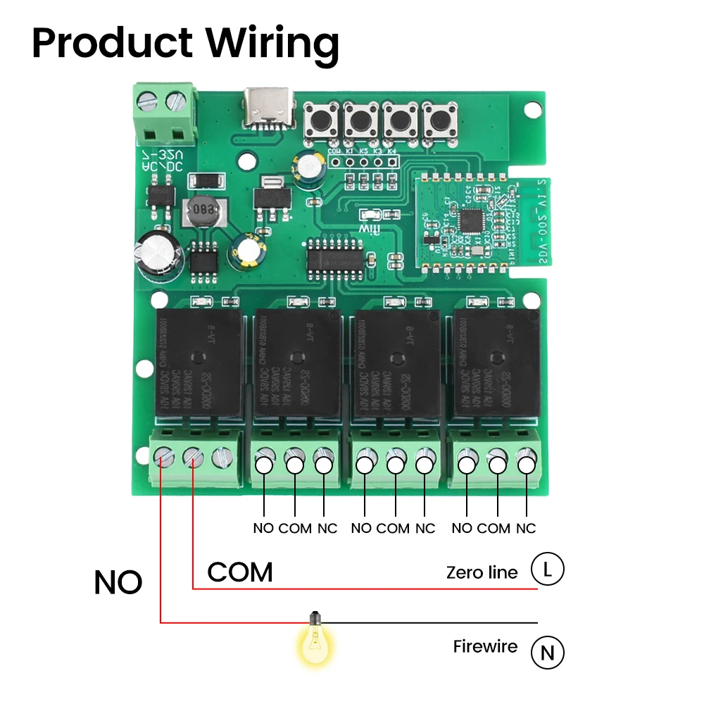 AC DC7-32V 2/3/4 Way For Bluetooth WIFI Relay Switch Module Type-C Interface for Ewelink APP System  Relay Module