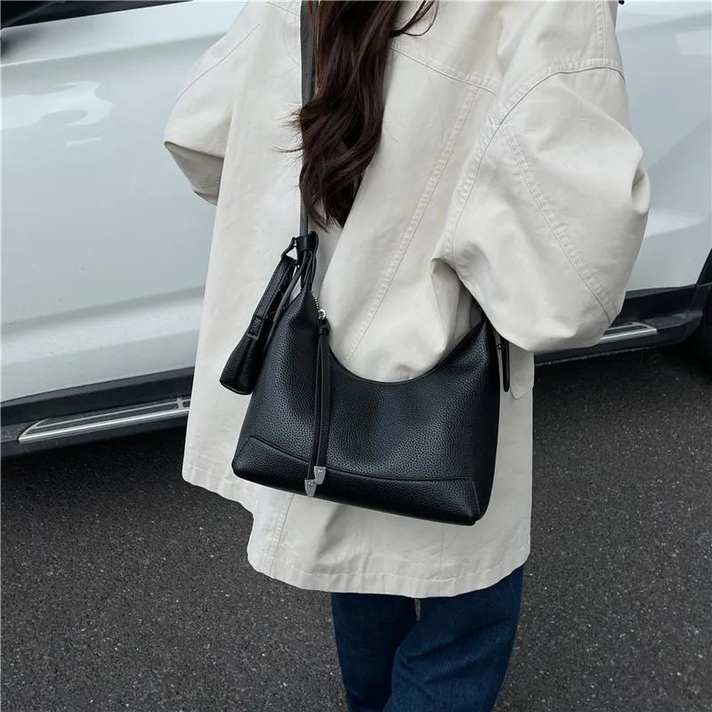 Chic 2025 Pebbled PU Leather Shoulder Bag for Women, Luxury Boho Crossbody Purse, Elegant Underarm Bag for Fall Daily Use​