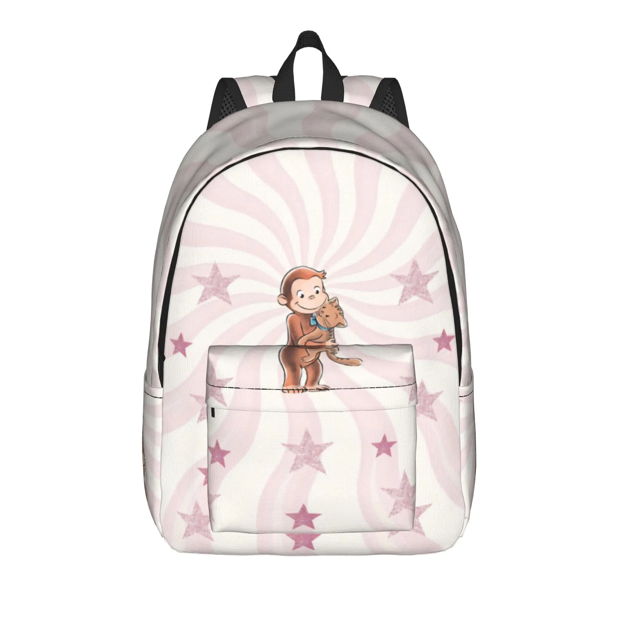 Curious Monkey Georges Cartoon Casual Backpack Durable Student Business TV Series Daypack for Men Women College Canvas Bags