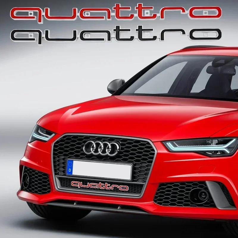 3D ABS Quattro Emblem Car Front Grille Badge LOGO Auto Accessorie For Audi SLine A5 C6 C5 A1 A7 Q3 TT S3 B5 A3 8P 8V B6 8L Q2 S4