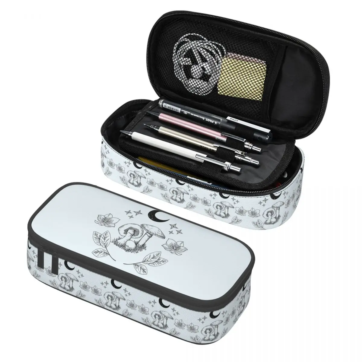 Mushroom Moon A Magical Forest Starry Night Pencil Case Pencil Pouch Storage Stationery Supplies Big Capacity Pen Box Pencil Bag