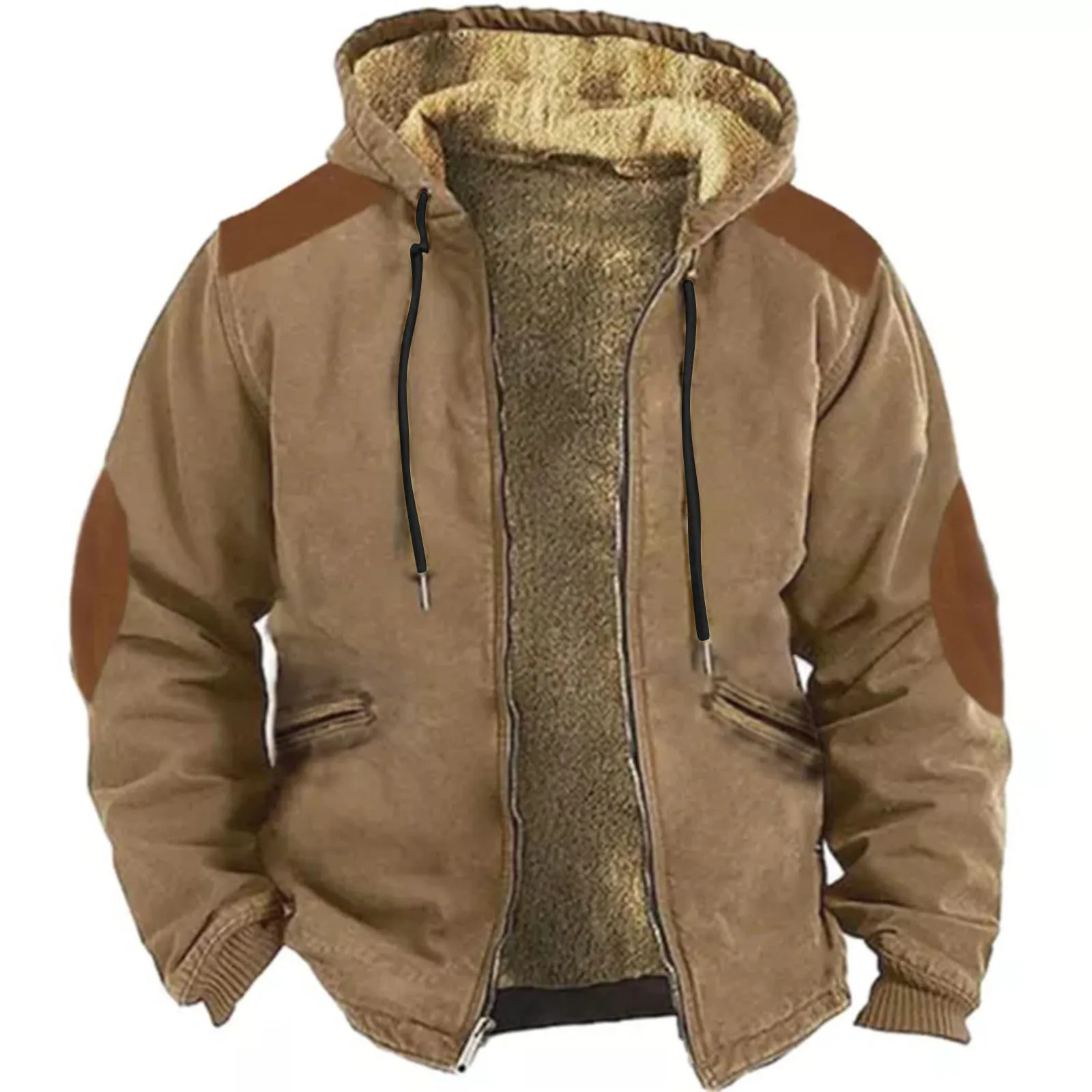 Men's Winter Vintage Parkas Long Sleeve Khaki Color Warm Jacket for Men/Women Thick Clothing Streetwear