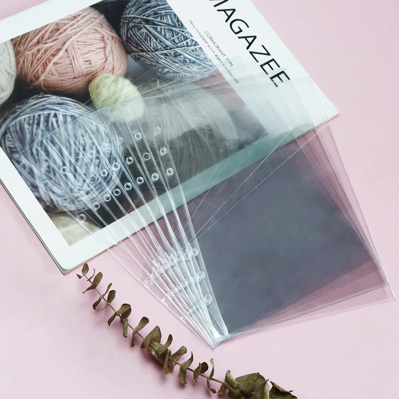 10Pcs A5 Transparent PVC Lose Blatt Lagerung Halter Binder Ringe Notebook 6 Loch Halb Beutel Einsatz Seiten Produkt Einreichung taschen