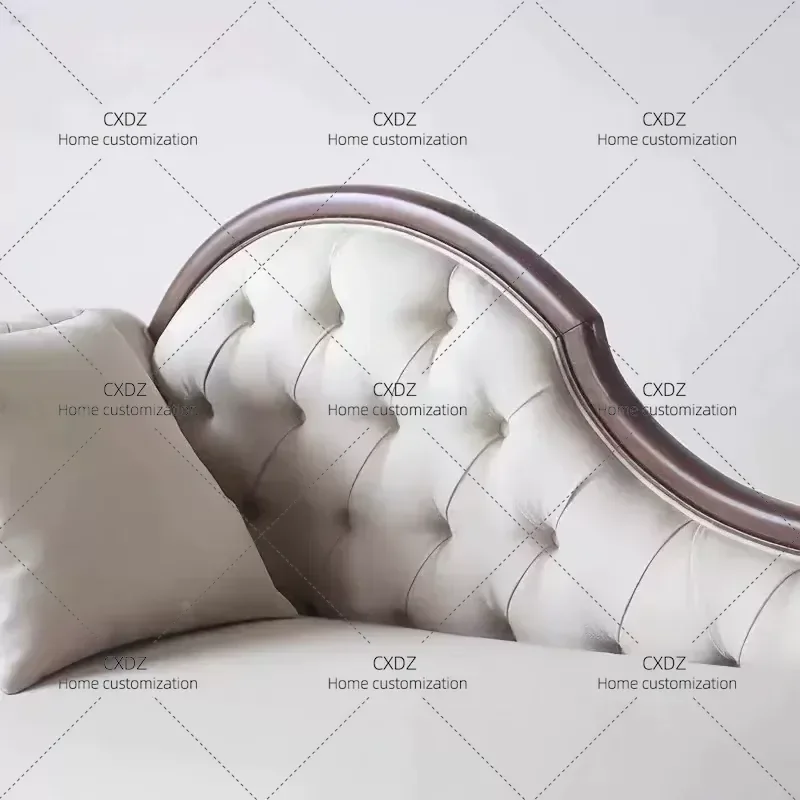 Retro Princess Chair White Soft Upholstered Engraved Living Room Bedroom Leisure Chair Home Light Luxury Recliner