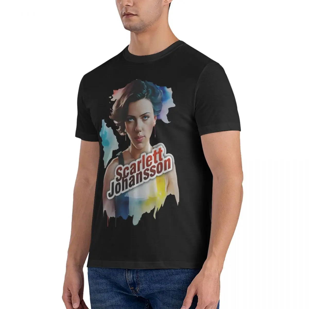 Graphic Design And Illustration By Ironpalette T Shirts Men Cotton Crazy T-Shirts O Neck scarlett johansson Tee Shirt Short