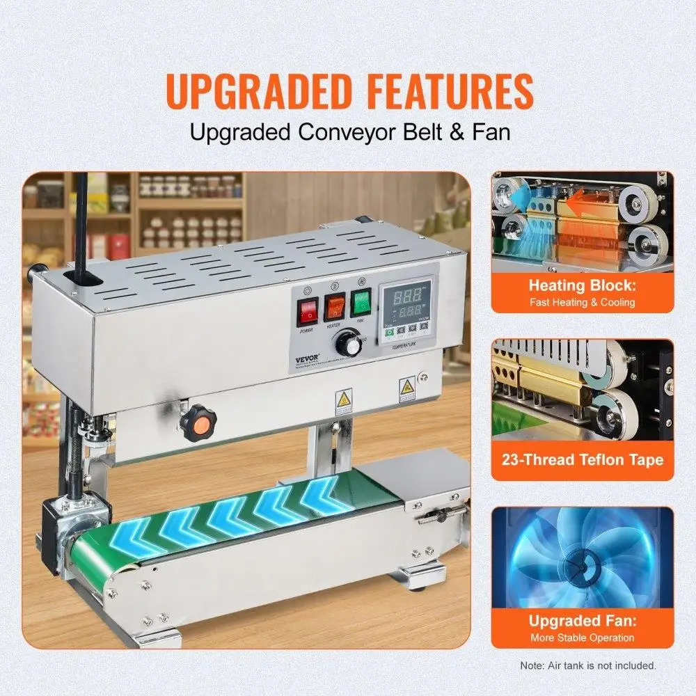 Continuous Bag Sealing Machine Vertical Band Sealer Stainless Steel Heavy Duty