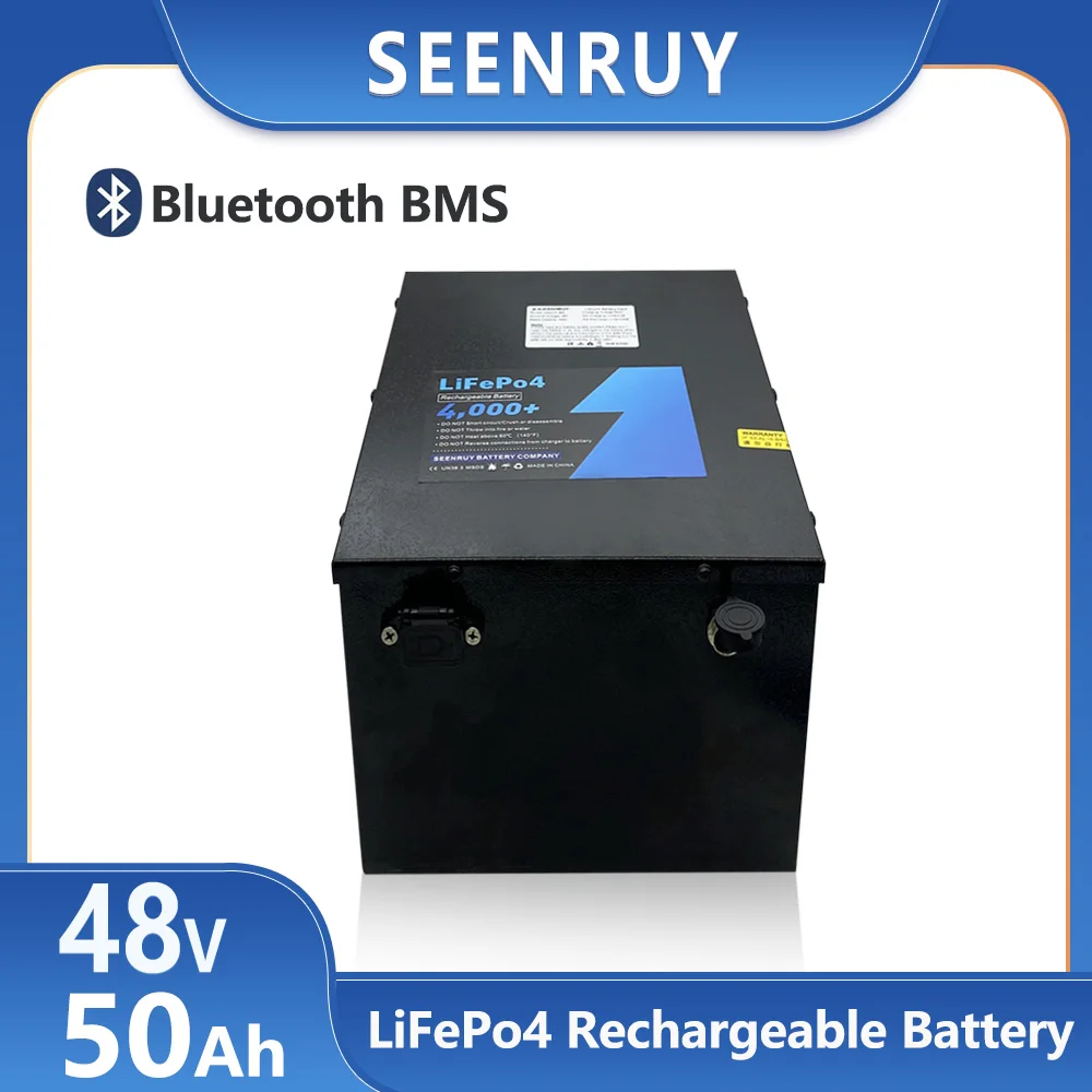 SEENRUY 48V 50AH Lifepo4 Lithium Iron Phosphate Battery Pack For Solar System RV Golf Cart Electric Motorcycle sightseeing car