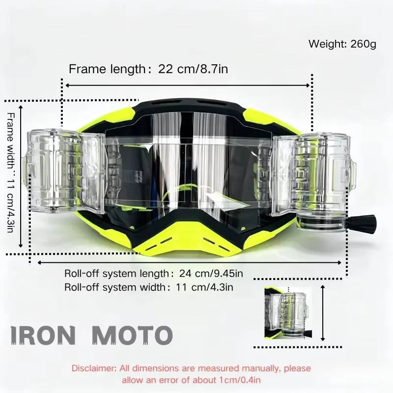 Motorcycle Goggles with Roll-Off System ，HD Lens Motocross Goggles Roll-Off Goggles Tear-off Ready for UTV/ATV Dirt Bike
