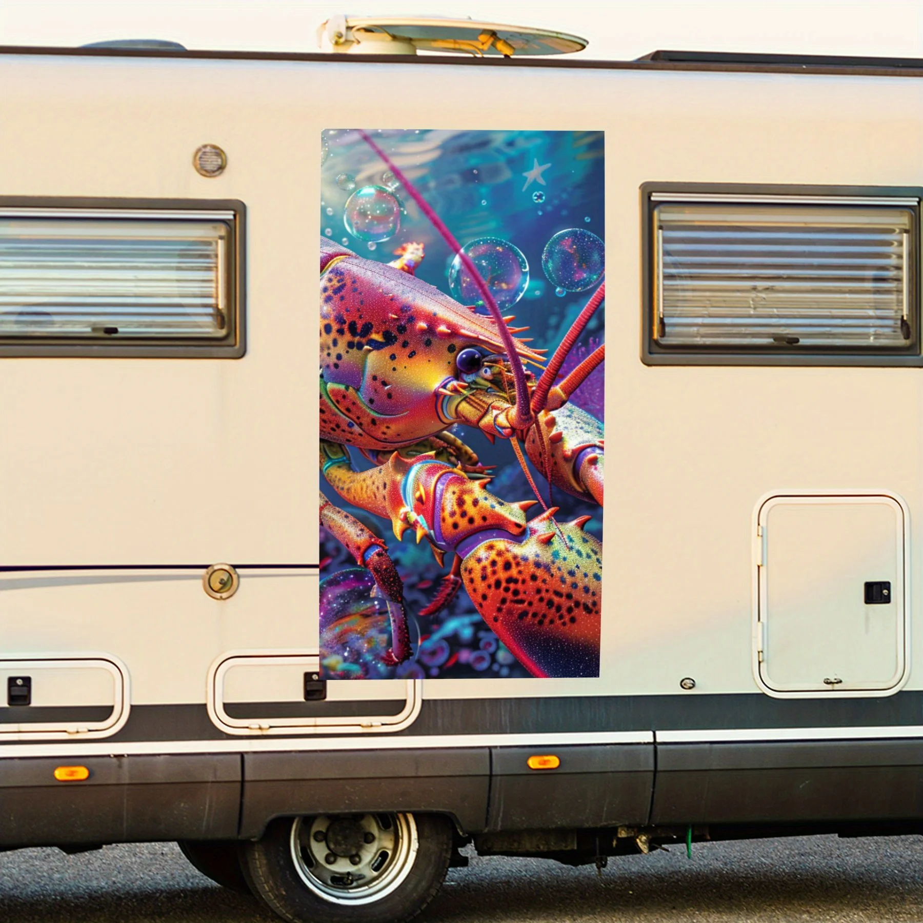 

Красочная виниловая наклейка с морским омаром для двери автомобиля на колесах, водонепроницаемые самоклеящиеся виниловые наклейки, защитные украшения для автомобилей