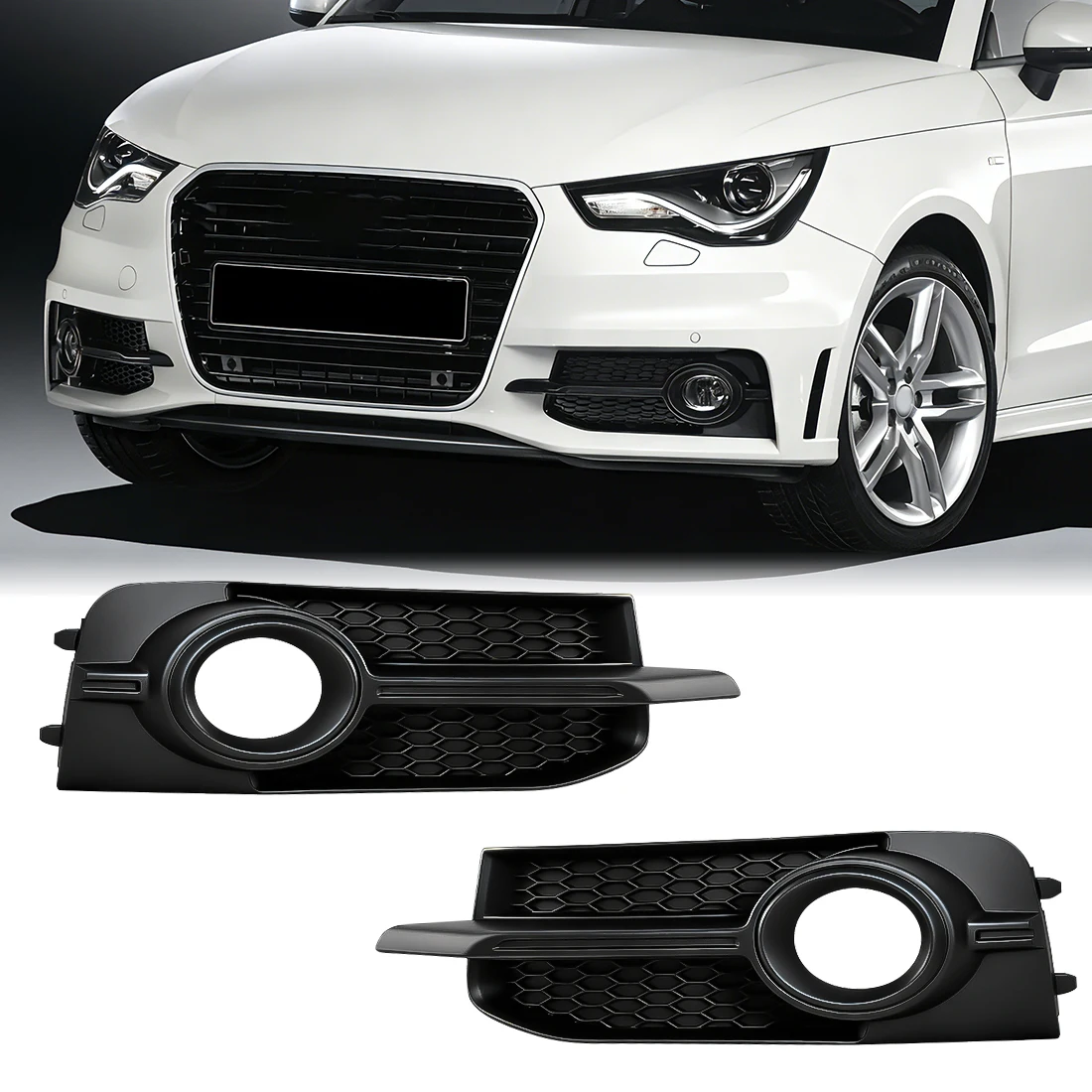 

Right/ Left Car Front Bumper Light Cover For Audi A1 8x S-Line 2010 2011 2012 2013 2014 Fog Lamp Honeycomb Hex Grill 8X0807681B