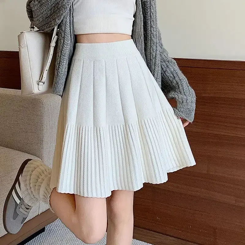 

Женская короткая юбка, миниатюрная черная облегающая трикотажная плиссированная юбка трапециевидной формы, осенне-зимние юбки