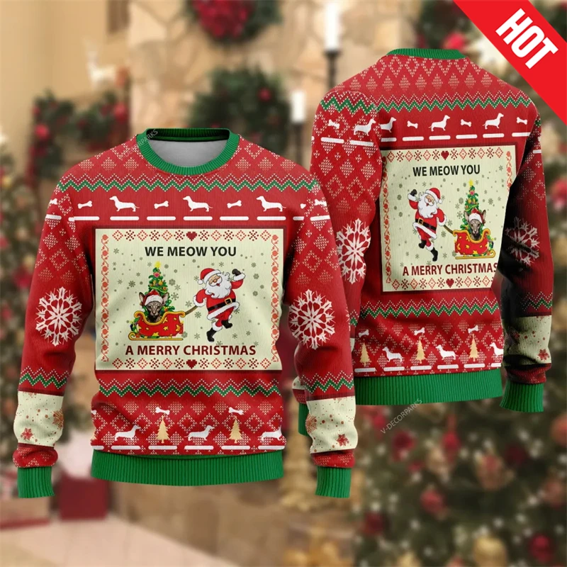 Pet Dog 3D Printed Mens Ugly Christmas Sweater Cartoon Cat Unisex Jumper Sweatshirt Pullovers Mens Designer Sweaters Kids Hoodie