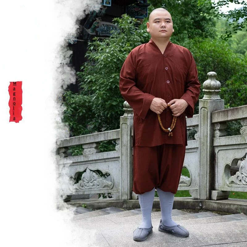 الصيف الراهب رداء الغزل تنفس البوذية الراهب الملابس بلوزات وسراويل للبالغين الرجال التقليدية الصين Hombre معبد شاولين روبا