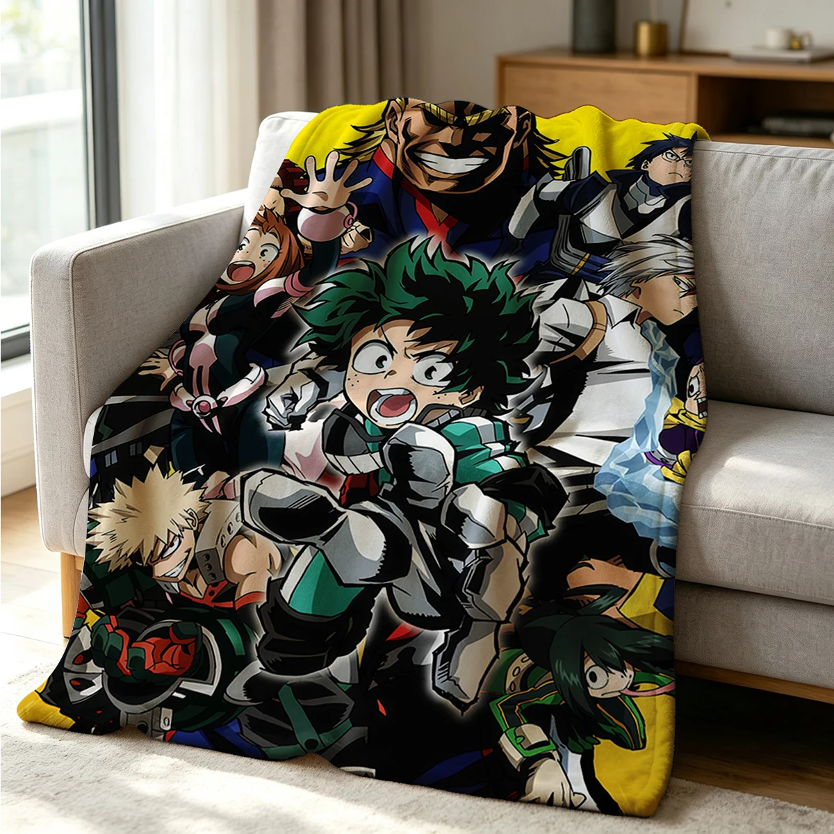 My Hero Academia Blanket Soft Cozy Throw for Sofa Bed Festive Holiday Decor Gift for Kids and Adults,Lightweight and Warm