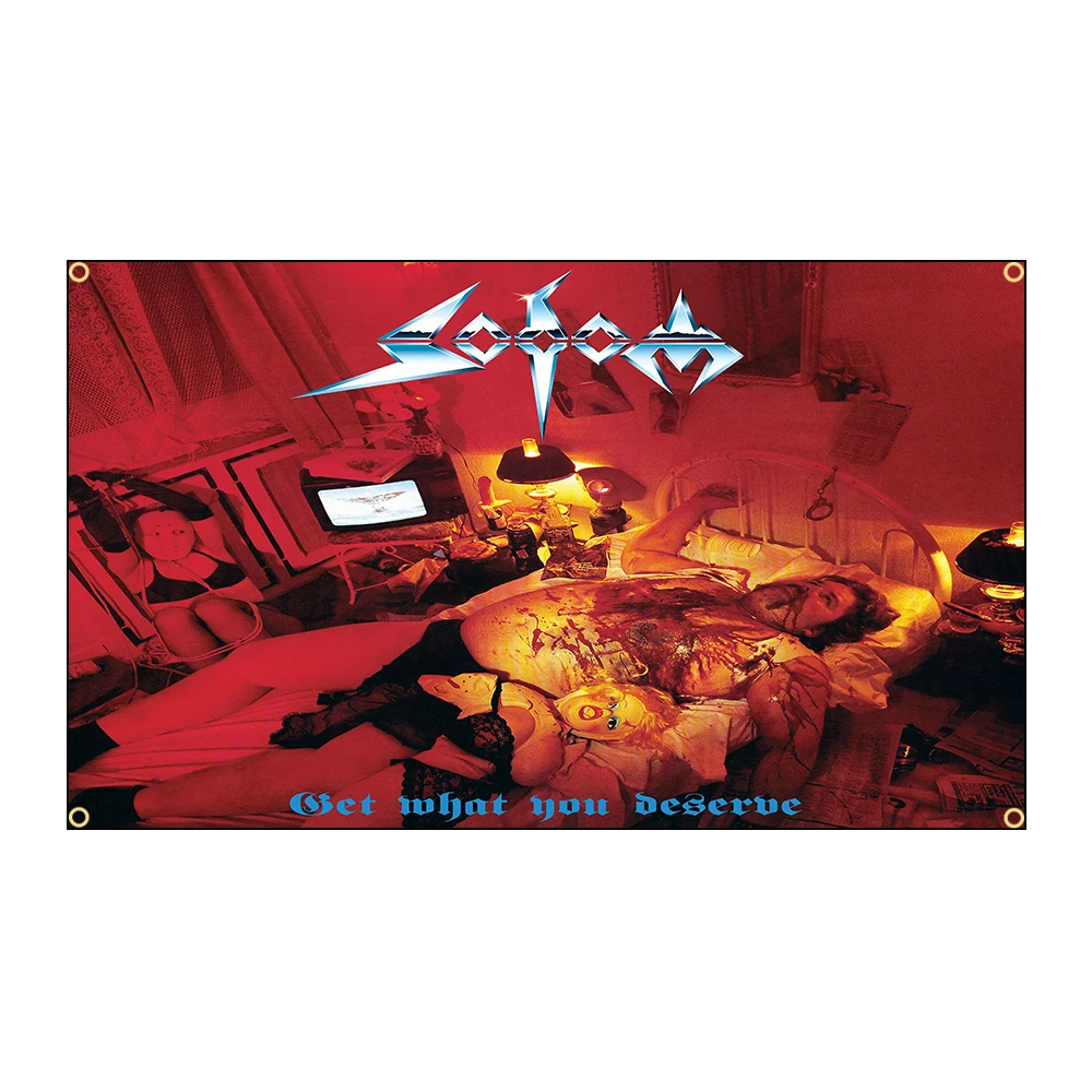 90x150cm 3X5FT S-Sodoms Heavy Rock Band Flag Polyester Printed Banner for Garage Wall Art Out Door Decoration