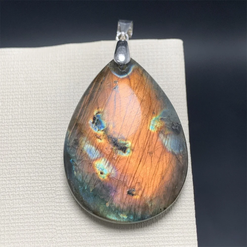 Uglyless Natural Noble Purple Light Labradorite Pendants Women Water Drop Labrador Bead Rare Mint Green Blue 925 Silver Necklace