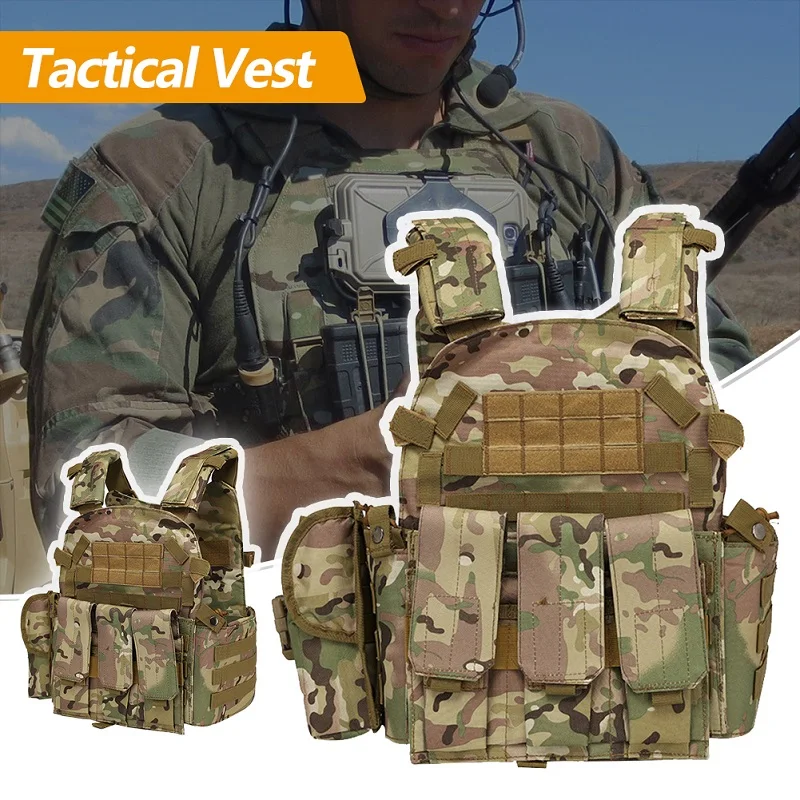 6094 Tactical Vest Nylon Gear Body Armor Combat Army CS Gear Hunting Plate Airsoft Wargame Pouch Camouflage Plate Carrier Vest