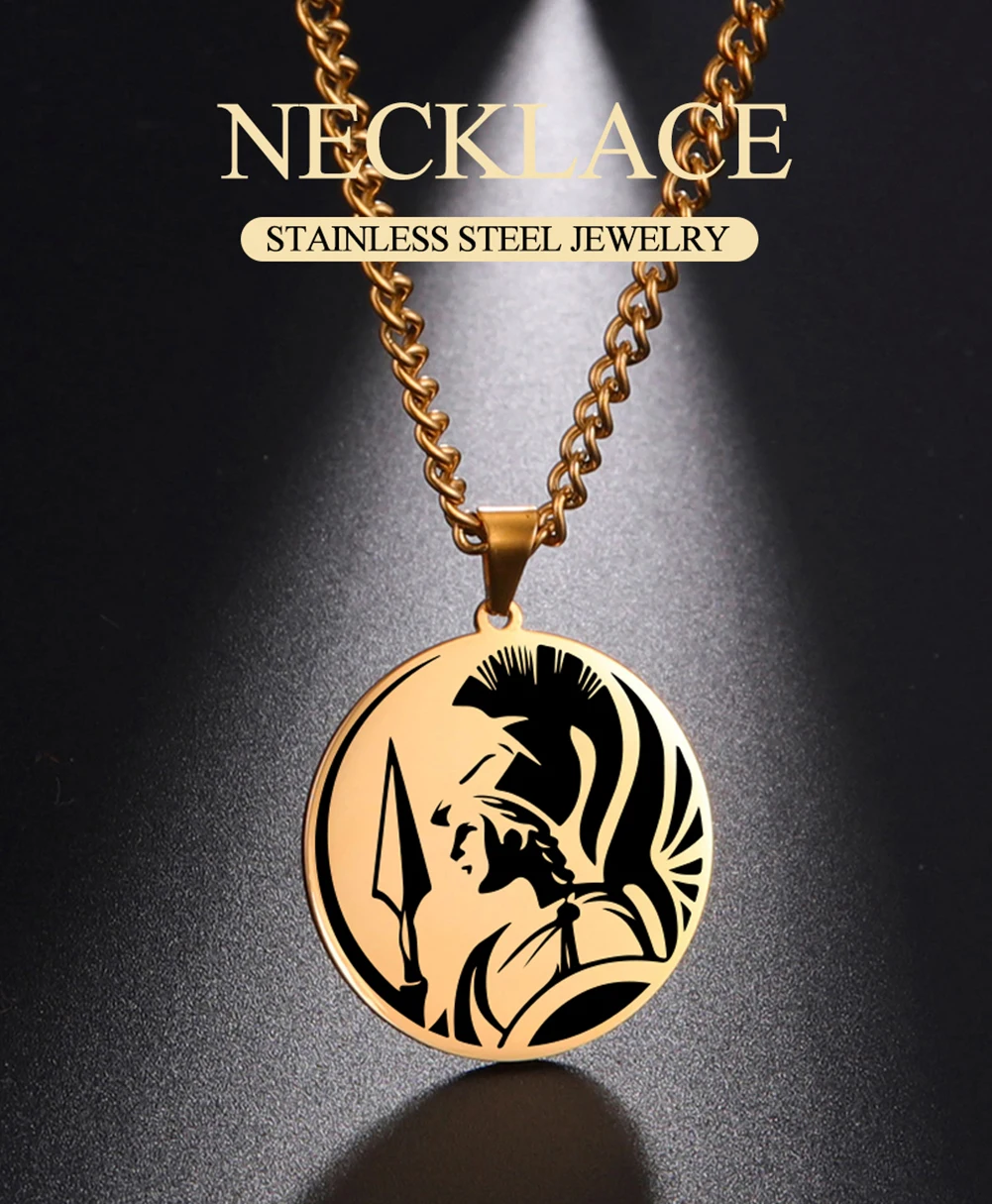 Dawapara Vintage antike griechische Krieger Anhänger ägyptische Göttin Athene Aphrodite Artemis Apollo Symbol Edelstahl Amulett – Detail 1