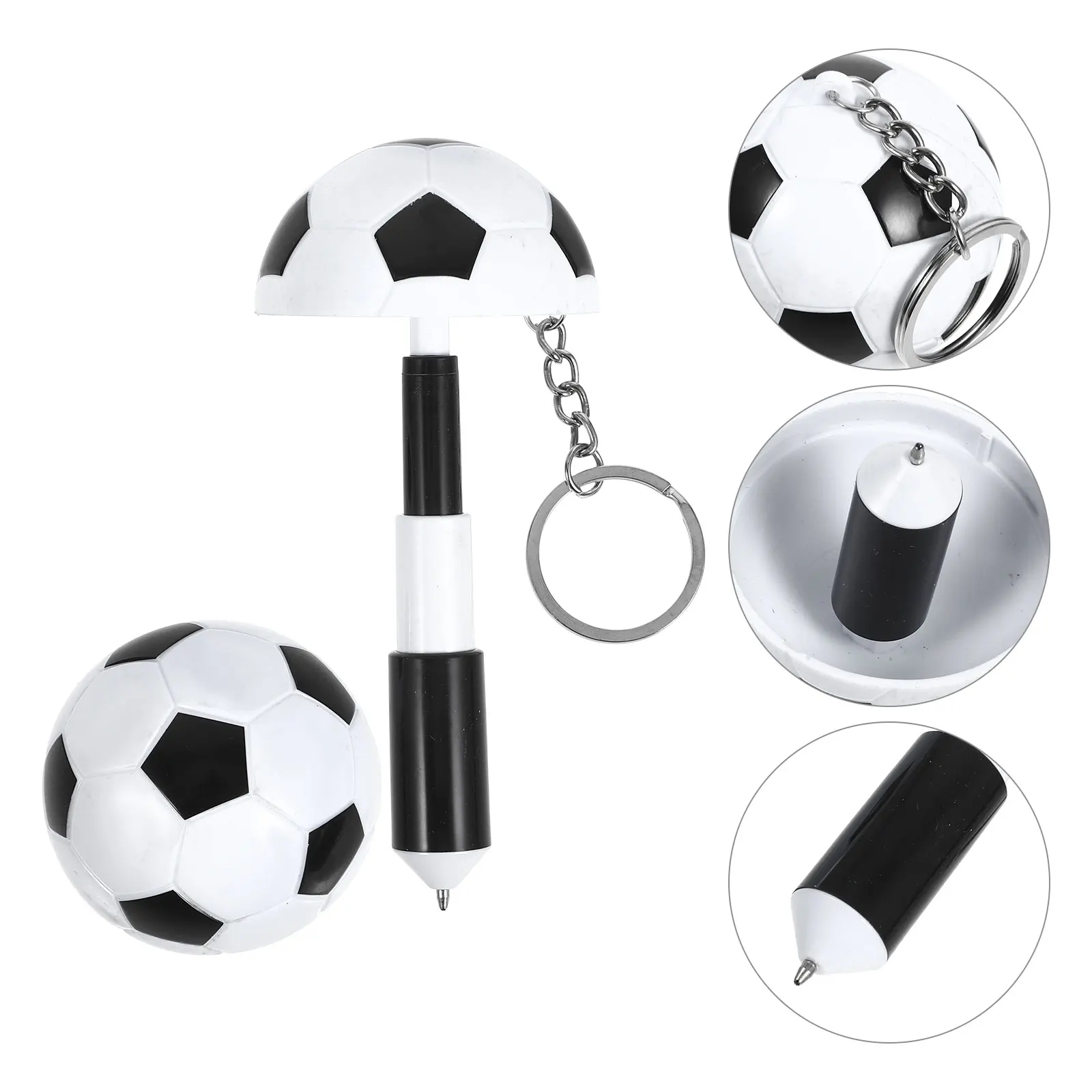 2pcs Football Ballpoint Pen Retractable Keychain Smooth Writing Student Gift Soccer Pen Sports Fans Telescopic