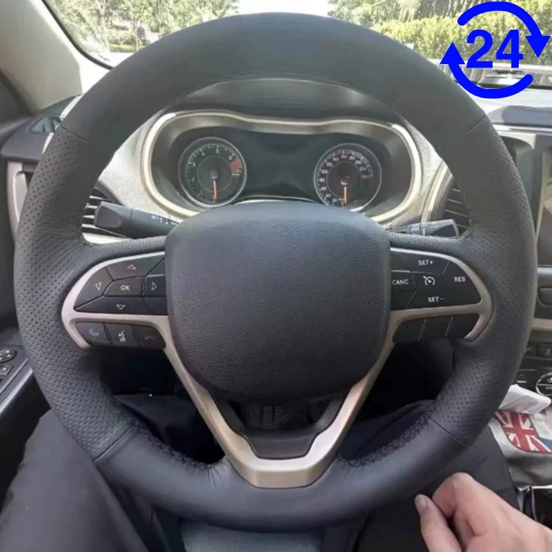 

Custom Hand-sewn Steering Wheel Cover Anti-slip Wear-resistant Genuine Leather For Jeep Grand Cherokee ZJ WJ WK WK2 WL 1993-2021