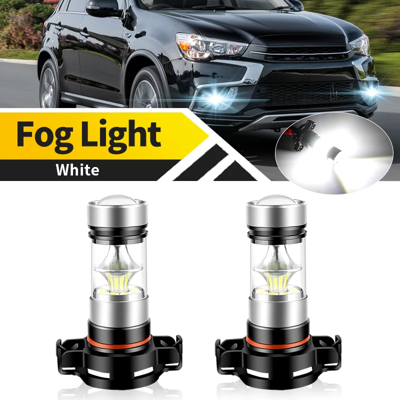 

2PCS Car Fog Lights For Mitsubishi Outlander 2014-2018 H16(EU) 5202 LED Fog Lamp 100W 6000K White Yellow Auto Fog Light 12V