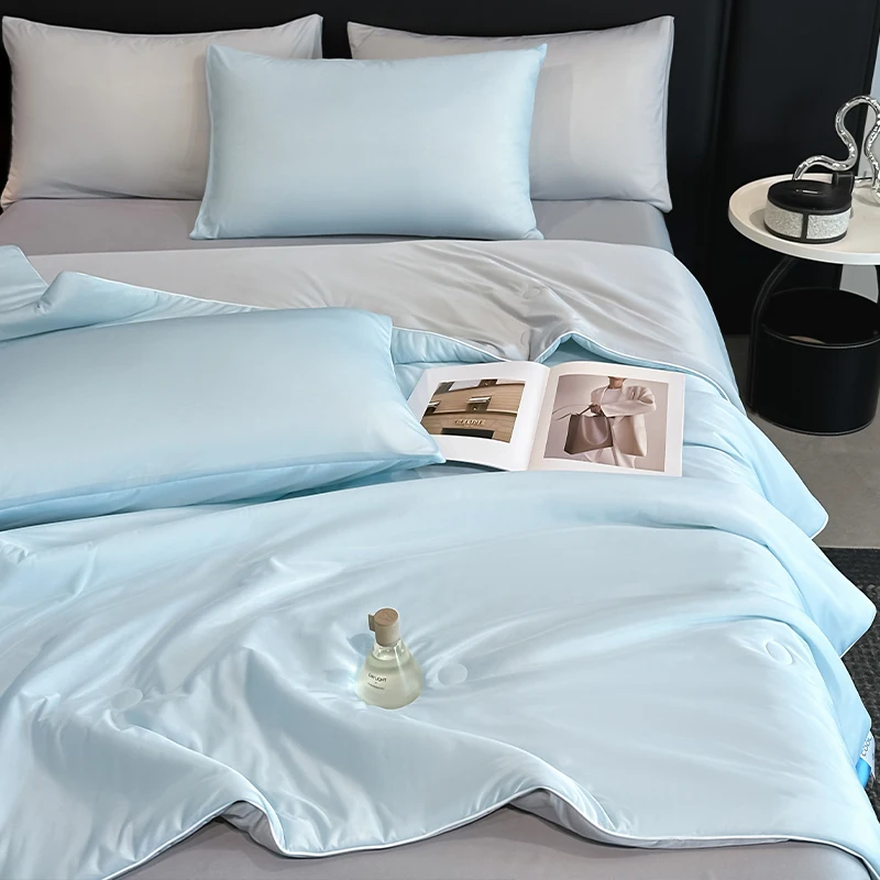 Cooling Blanket Cold Technology Bedding Summer Patchwork Quilts Soft Fashion INS Japan&Korean Green Cold Throws AB Side