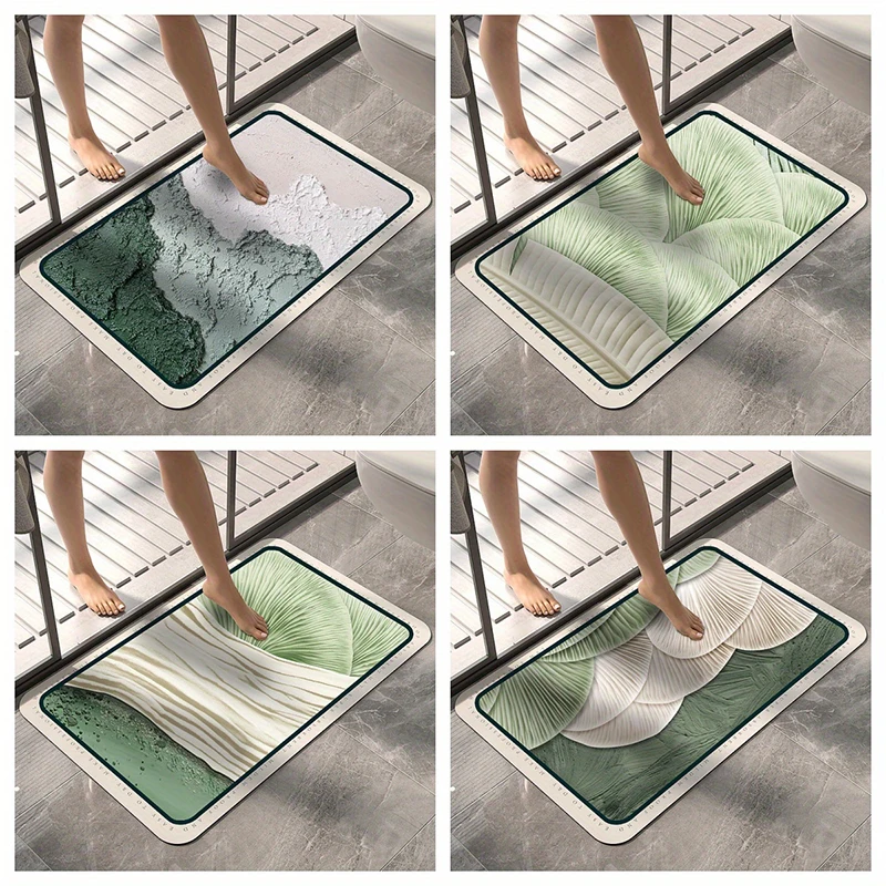 Oil Painting Toilet Bathroom Super Absorbent Shower Doormat Non Slip Entrance Rugs Diatom Mud Carpet for Home Bedroom Decoration