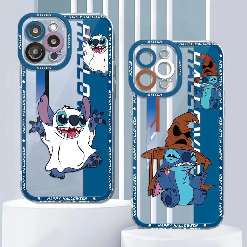 Halloween Mickey Stitch Trick Or Treat Clear Case for Samsung Galaxy A55 A54 A53 A52 A12 A32 A71 A51 A33 A34 A25 A13 A15 A23 A50