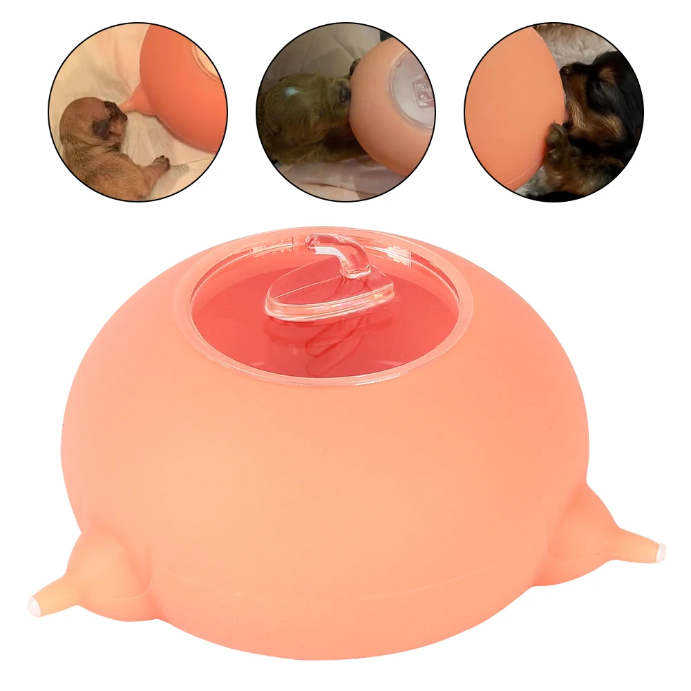 200ML Silicone 3 Teats Simulation Nipples Pet Feeder Bubble Milk Bowl Feeder Newborn Kittle Puppy Nursing Drink Food Dispenser