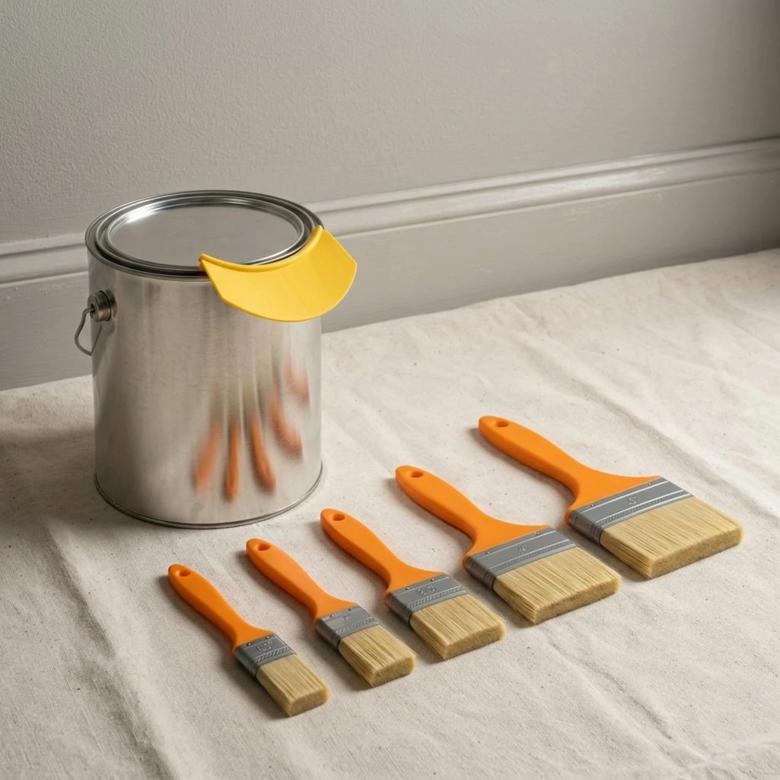 10 Pieces Paint Brush and Pour Spout Set Curved Paint Can Spout Set Painting Tools Light-Bristle Home Improvement