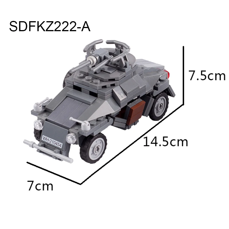 War Scene Army SD.KFZ 222 Armored Car Building Blocks Military