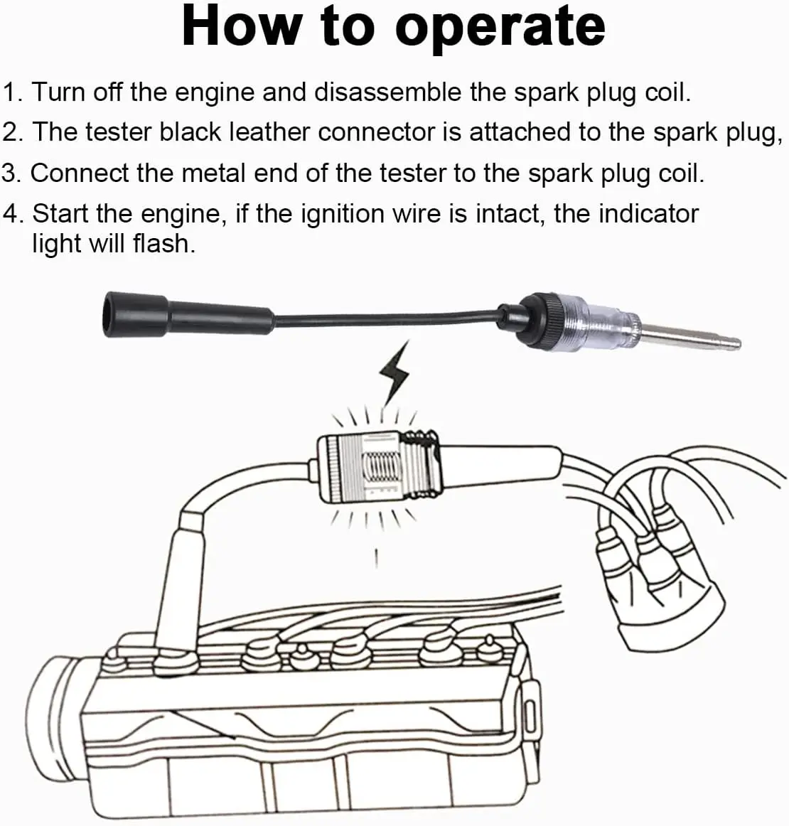 Repair Tools Ignition System Coil Engine Test Car Spark Plug Tester In-Line Igniton Spark Tester Autos Diagnostic Test Tool