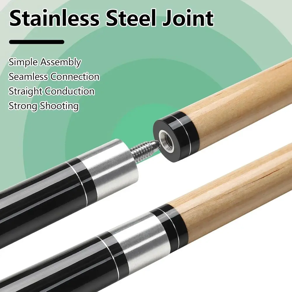 Maple Wood 58 Two-Piece Pool Cue, 18-21oz, Ideal for Home or Bar Billiards