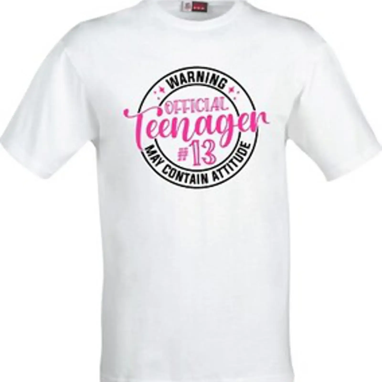 WARNUNG OFFIZIELLES TEENAGER 13 KANN HALTUNG ENTHALTEN LUSTIGES VOLLFARBIGES WEISSES T SHIRT vintage Washed