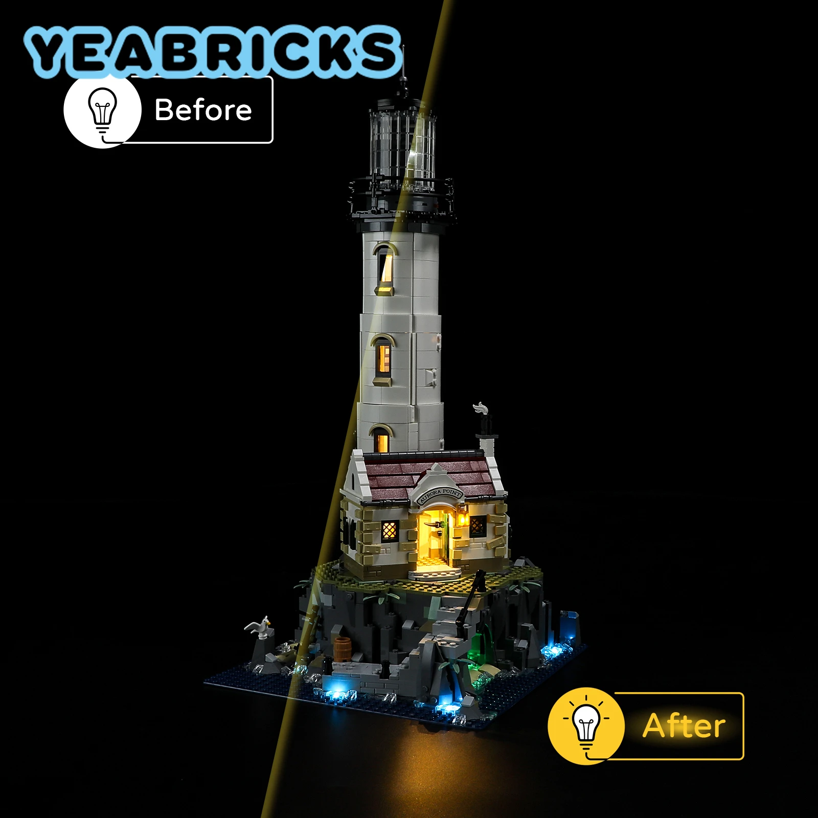 YEABRICKS – Kit d'éclairage LED pour 21335, ensemble de blocs de construction de phare (modèle non inclus), briques, jouets pour enfants