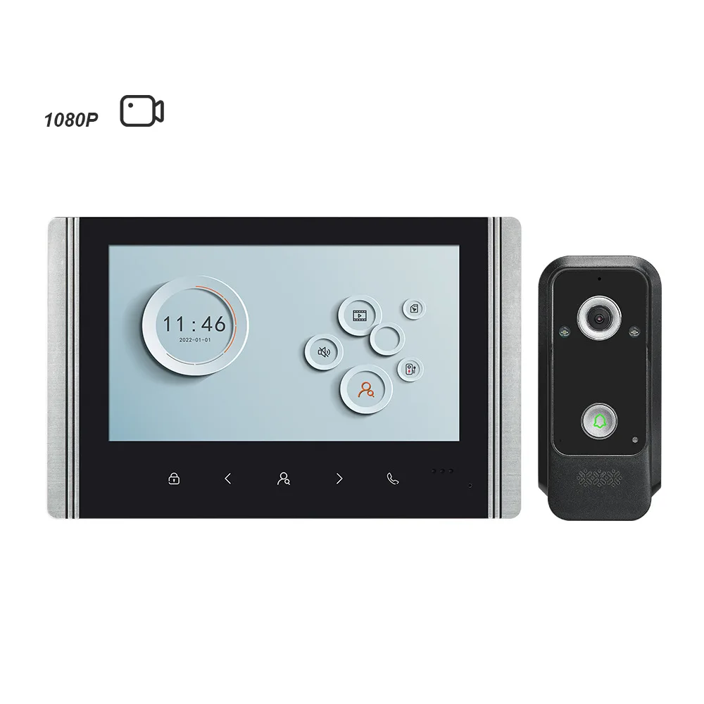 Tela IPS de 7 polegadas 2MP 1080P com fio vídeo campainha visual porta olho mágico gravação câmera de telefone de porta de vídeo