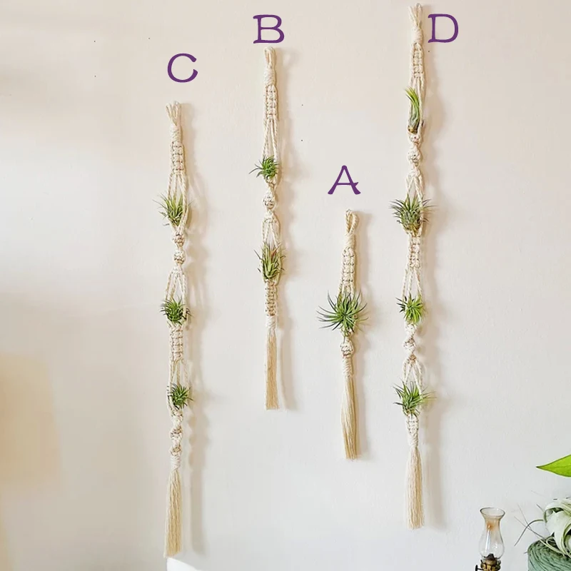 

Macrame Air Plant Hanger Hanging Air Plant Holder Airplants Display Wall Planter Boho Flower Pots Woven Basket Balcony Gift