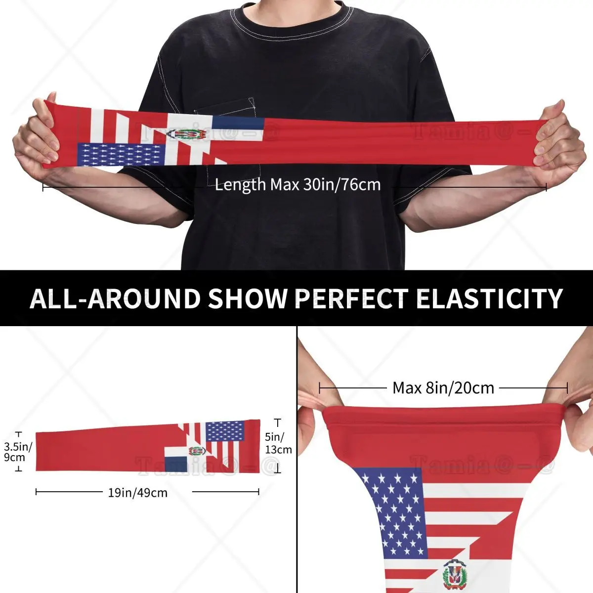 Coole fietsmouwen Sport Amerikaanse vlag en vlag van de Dominicaanse Republiek Koelarmmouwen Anti-zonnebrand Zonnebrandcrème Uv-bescherming