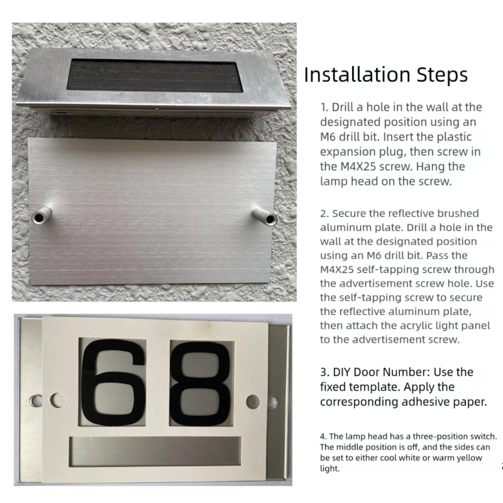 18 Led Solar Address Light Custom Address Display LED Light 18 LED Lights Dual Light Modes Hassle-Free Lighting