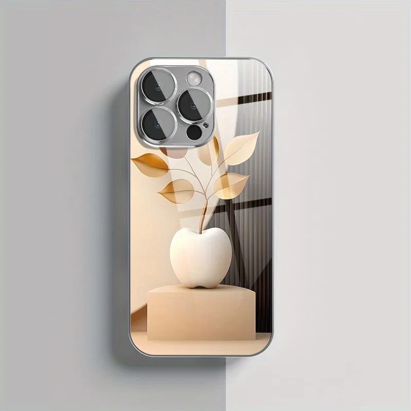 아트 트리 가지 무늬 애플 패턴 전기 도금 삼성 갤럭시 S25 S24 S23 울트라 플러스 FE 강화유리 케이스