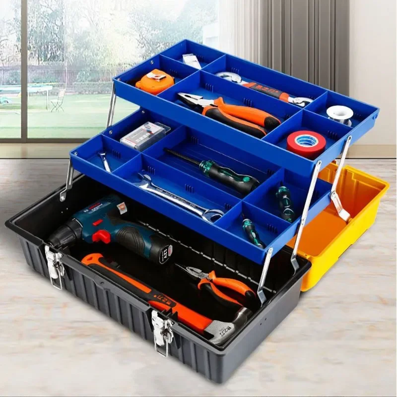 Professional Folding Tool Box Mala, Oficina de Plástico, Multifunções, Espessado, Ao ar livre, Room Storage Toolbox, Ferramentas de Hardware