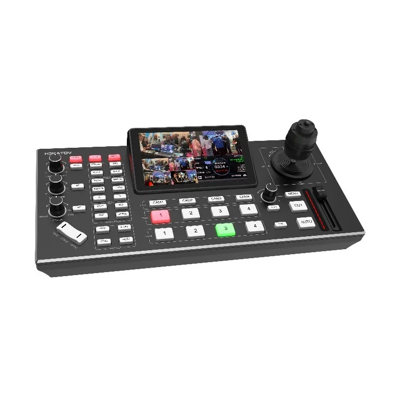 

4-Channel HDM1 Video Mixer Switcher With PTZ Control 5.5 Inch Screen Live Streaming Broadcast Video Conferences Meetings