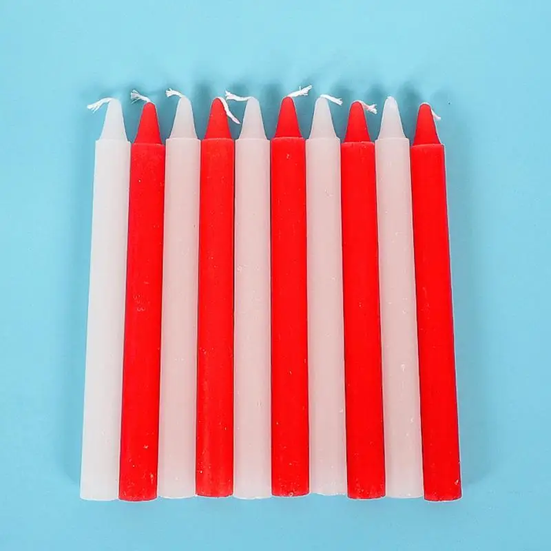 Tapered Candles 10X Wax Candles Long Burning Red/White Household Short Taper Candles Survival Supplies For Wedding Blessing