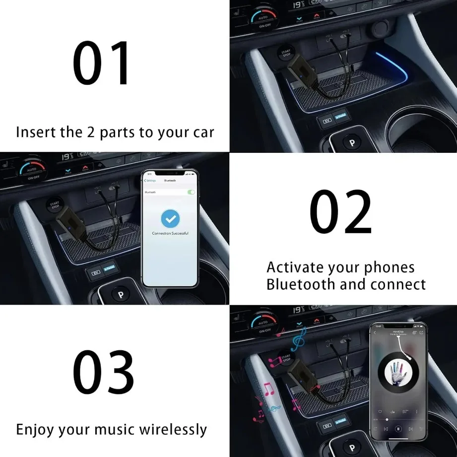 Adaptador de Audio Bluetooth Aux 3,5mm Cable receptor USB para coche para altavoz música Universal coche Bluetooth 5,0 receptor adaptador auxiliar
