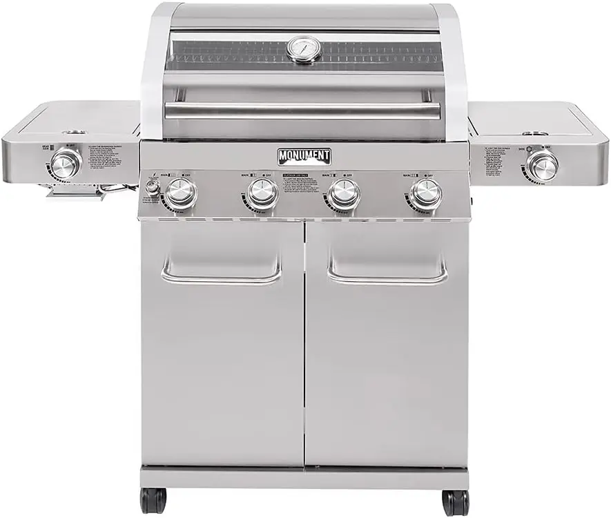 4-Burner Propane Gas Grills Stainless Steel Cabinet Style with  Lid, Knob Controls