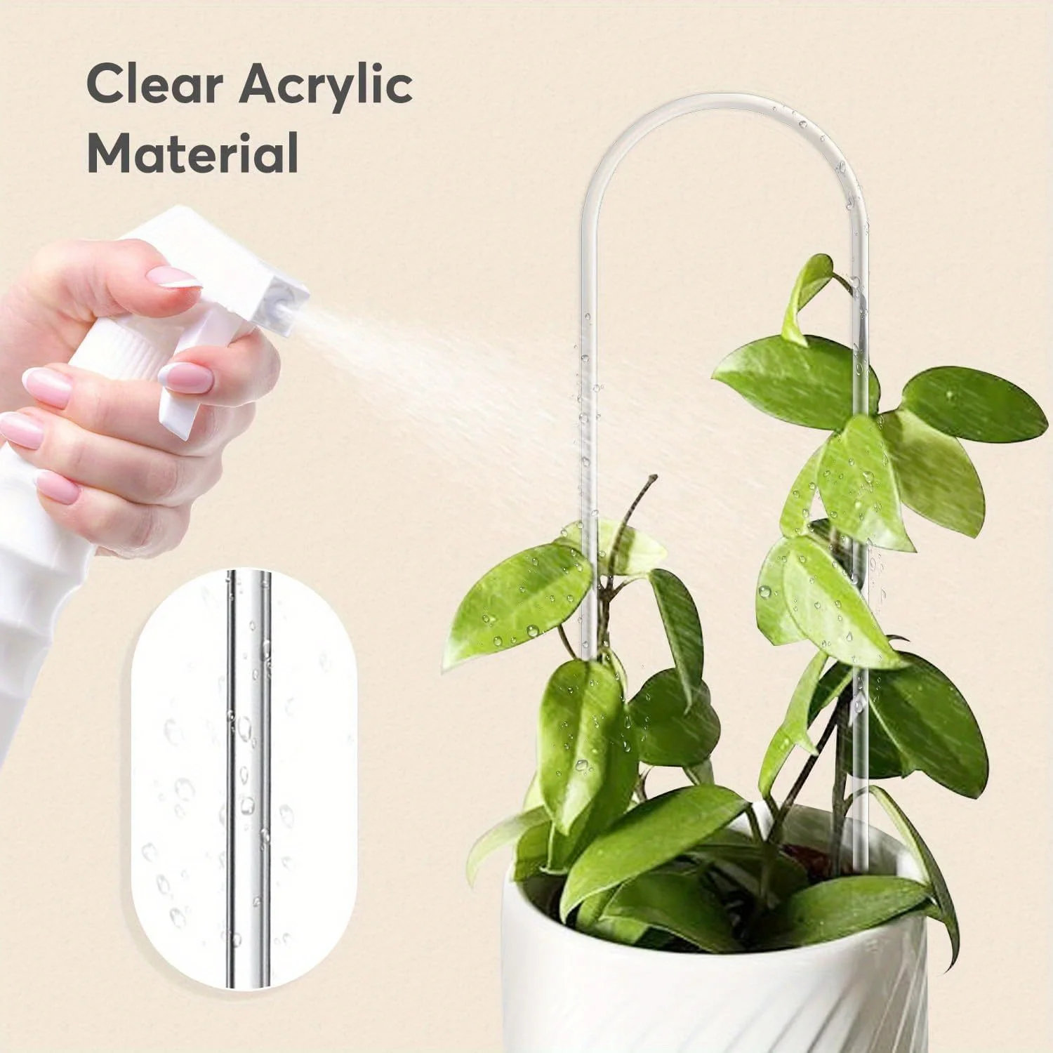 

5pcs U-shaped acrylic plant climbing frame, transparent and durable, suitable for indoor vine and flower pot support