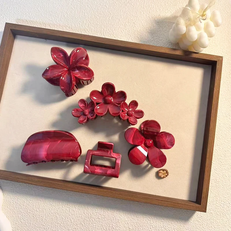 1/5 Stück Rosenrote Einfache Haarklammer für Frauen Eleganter Haarspange für den Hinterkopf Modische Mädchen-Haarklammer Haaraccessoire